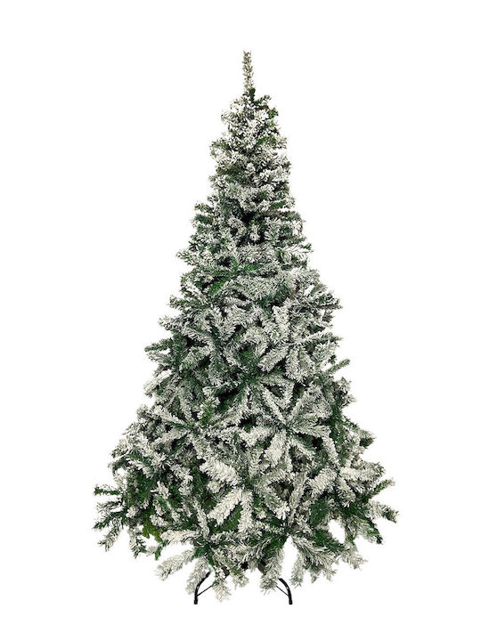 Snowy Christmas Green Tree with Metallic Base H210cm Himalayas