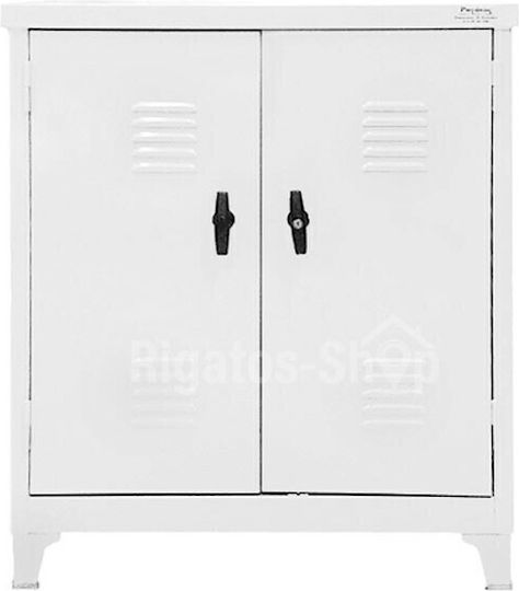 Double Door Wardrobe Metallic Galvanized with 3 Shelves 80x45x90cm