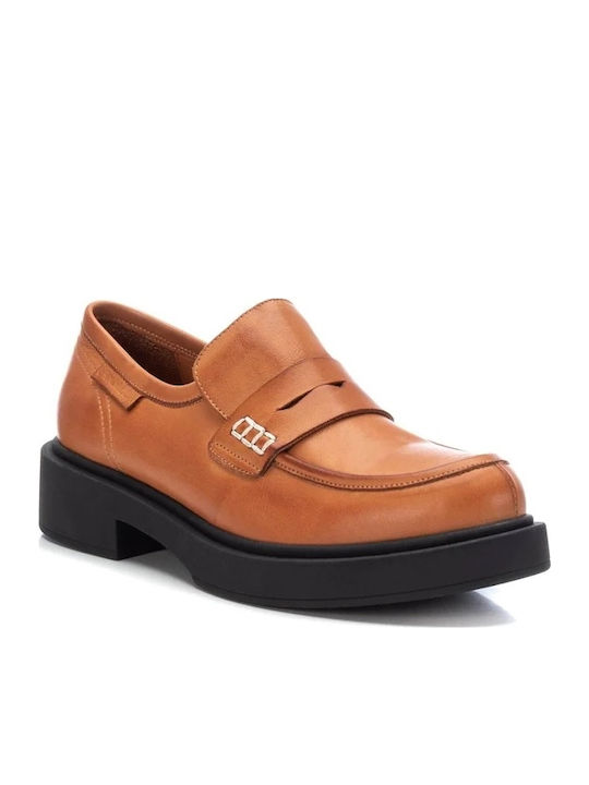 Leather Women's Moccasins in Brown Color
