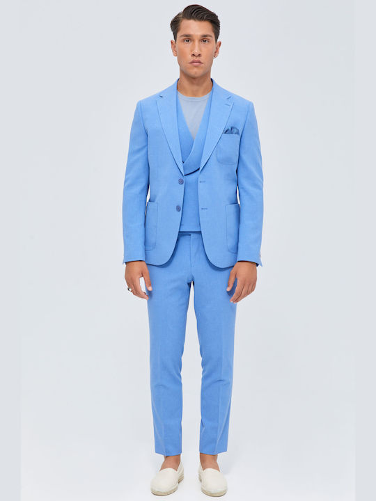 Aristoteli Bitsiani Men's Suit Slim Fit Light Blue