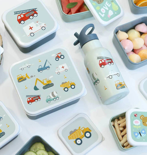A Little Lovely Company Vechicles Plastic Kids' Lunch Set Gray