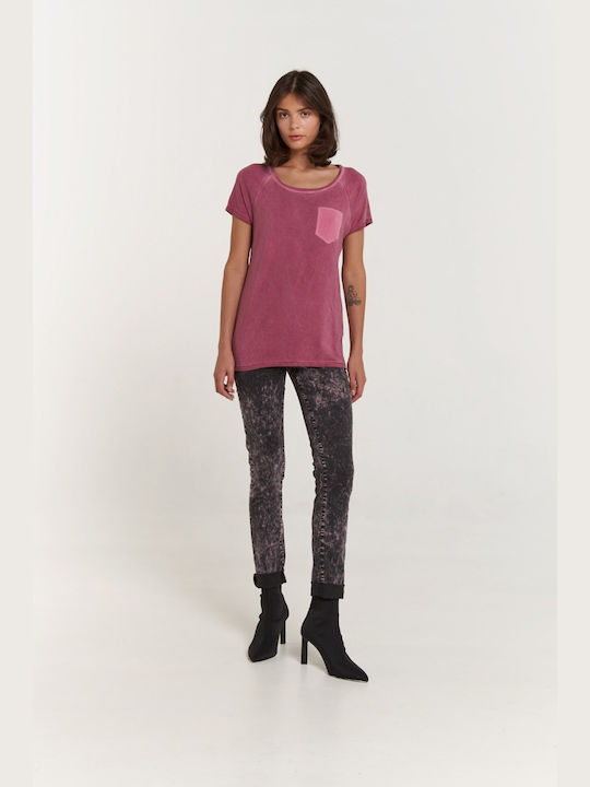 Edward Jeans Feminin Tricou Burgundy