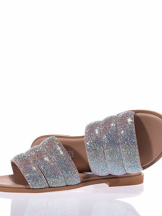 Sofia Manta Women's Flat Sandals in Silver Color