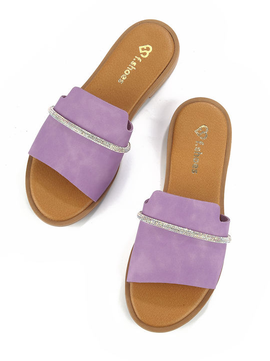 Leder Flache Sandalen für Damen in Lila Farbe