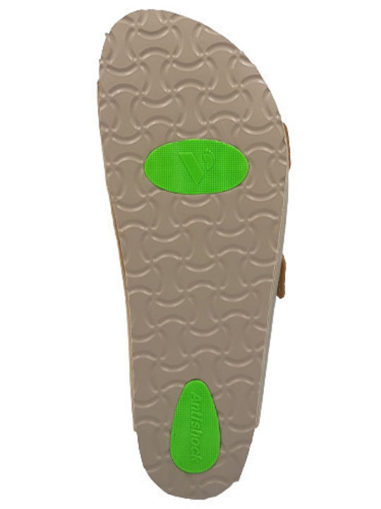 Leather Women's Flat Sandals Anatomic in Gold Color