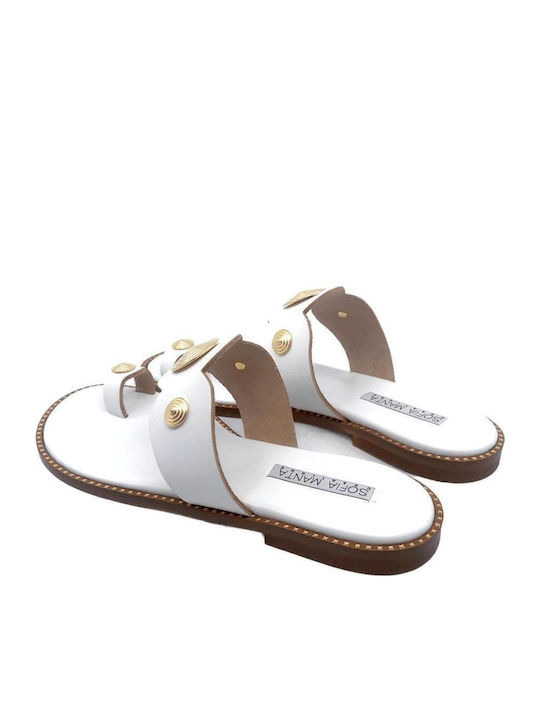 Leder Flache Sandalen für Damen in Weiß Farbe