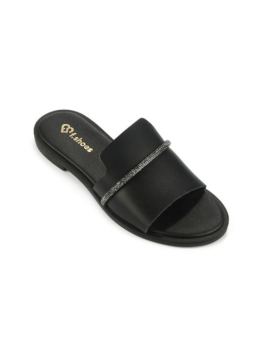 Ioannis Leather Women's Flat Sandals in Black Color