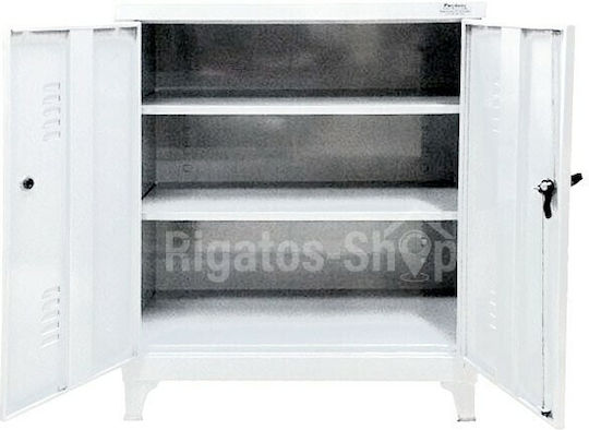 Zweiflügeliger Schrank Metallisch Verzinkt mit 2 Regale 90x45x100cm