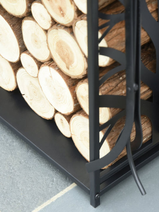 HomCom Μεταλλικό Ράφι Αποθήκευσης Ξύλων 46x29x70cm Μαύρο