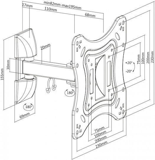 Reflecta FLEXO 42-2020T2 Wall TV Mount with Arm up to 42" and 20kg