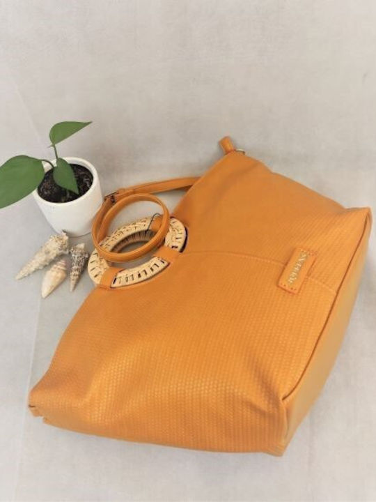 4queens Ψάθινη Τσάντα Θαλάσσης Κίτρινη