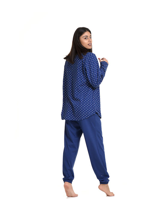 Vienetta Secret Winter Women's Pyjama Set Cotton Blue