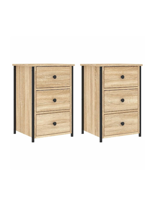 Wooden Bedside Tables 2pcs 40x36x60cm