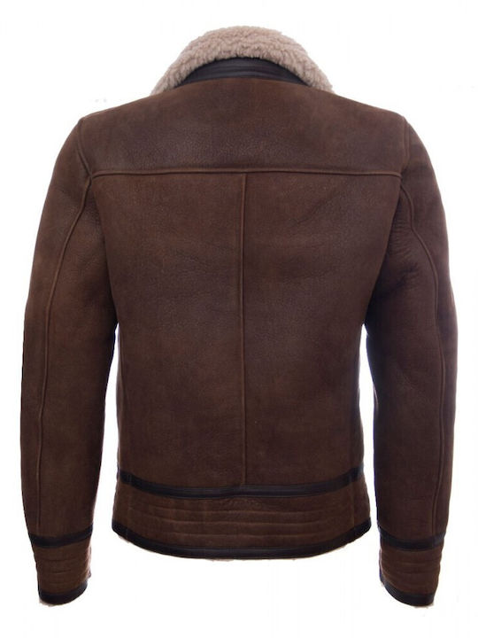 Infinity men's leather mouton jacket M-Helmout-BRWN-523 Brown