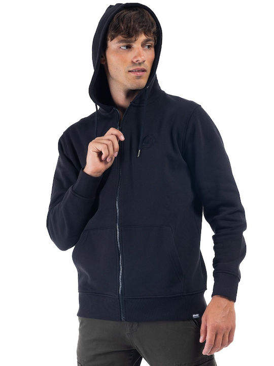 District75 Men's Sweatshirt Jacket with Hood and Pockets Black