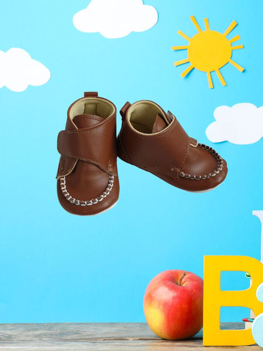 Baby Pattini Βρεφικά Sneakers Αγκαλιάς Καφέ
