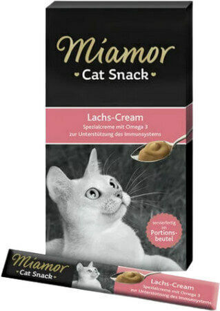 Miamor Cat Cream Wet Food for Adult Cats in Pouches with Salmon 6x15gr
