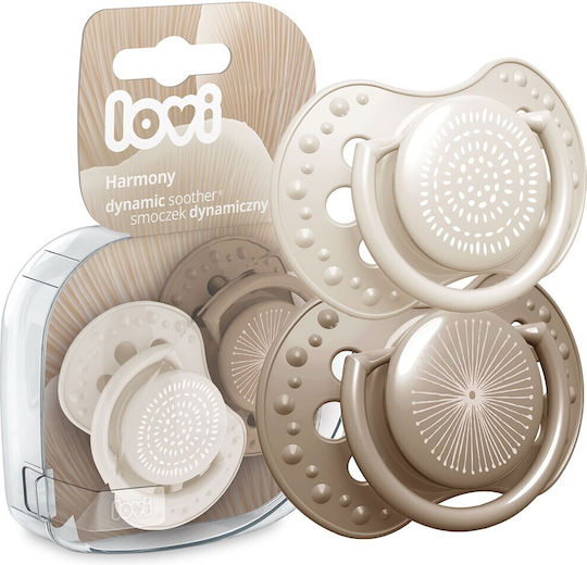 Lovi Baby Harmony Pacifiers Silicone Beige Brown for 6-18 months 2pcs