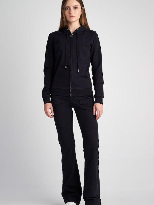 Women's Sweatshirt Jacket Hooded Black
