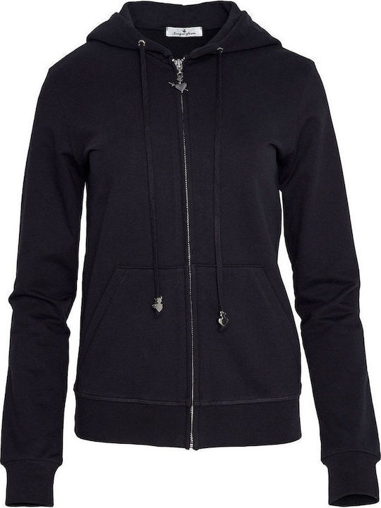 Women's Sweatshirt Jacket Hooded Black