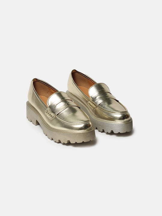 InShoes Women's Loafers in Gold Color