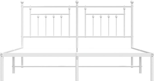 King Size Metallbett Weiß mit Lattenrost für Matratze 183x213cm