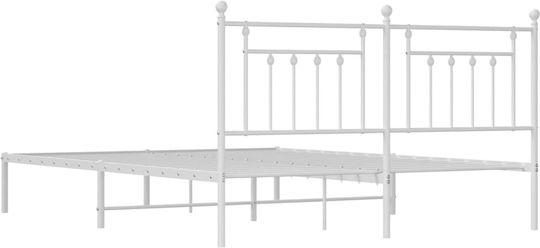King Size Metallbett Weiß mit Lattenrost für Matratze 183x213cm