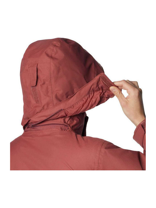 Bugaboo II Fleece Interchange 3 In 1 Women's Short Lifestyle Jacket for Winter with Hood Beetroot