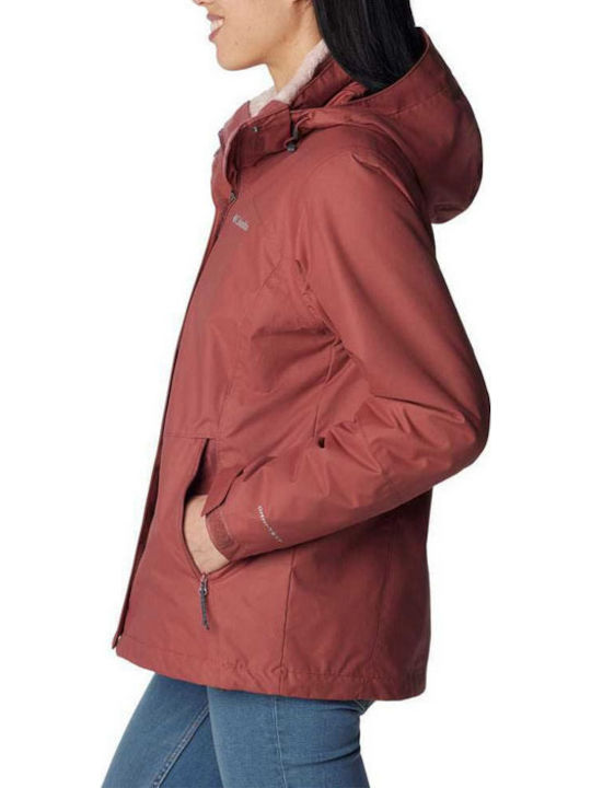 Bugaboo II Fleece Interchange 3 In 1 Women's Short Lifestyle Jacket for Winter with Hood Beetroot