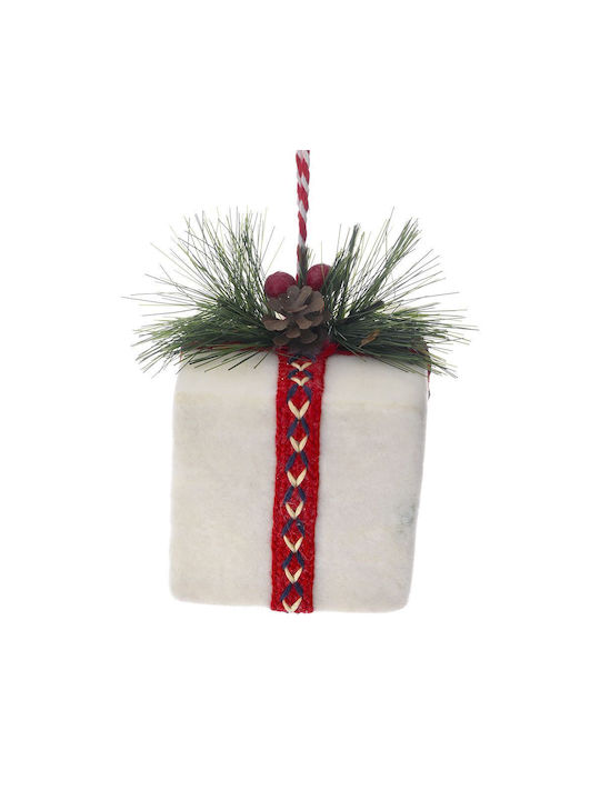 Iliadis Christmas Plastic Gift Ornament White 9x7cm