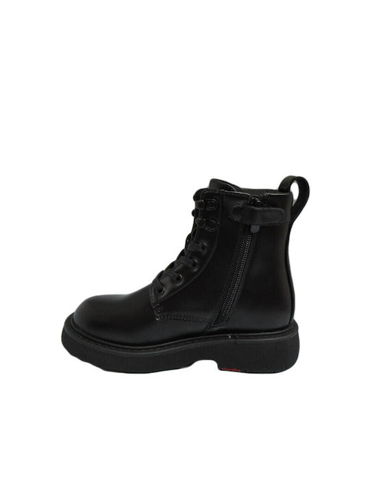 Alouette Kids PU Leather Boots with Lace Black