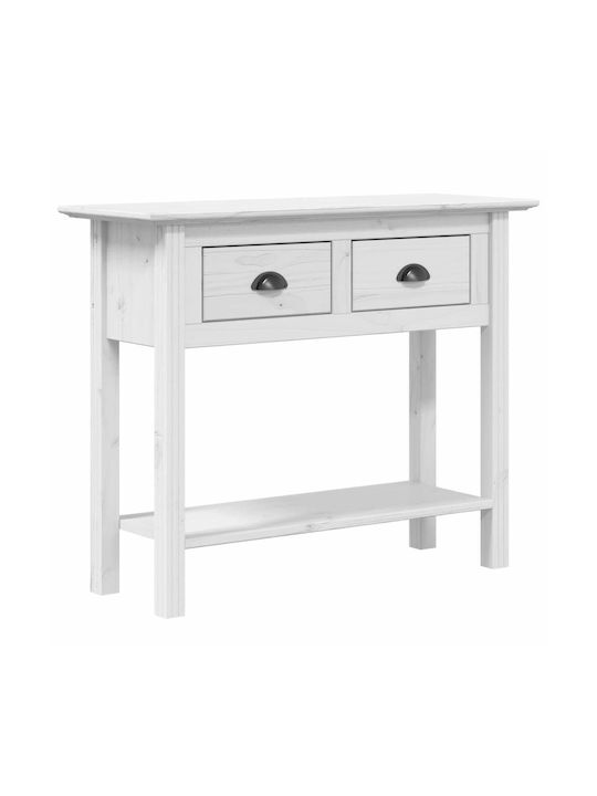 Solid Wood Console Table White L90xW34.5xH73cm