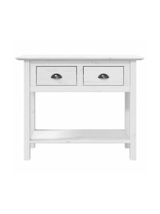 Solid Wood Console Table White L90xW34.5xH73cm