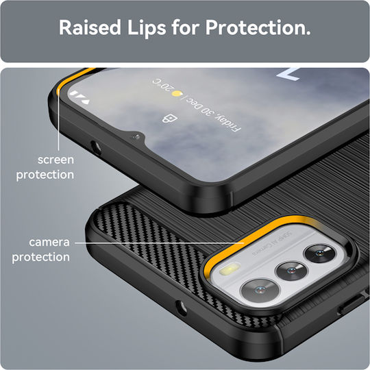 Techsuit Carbon Umschlag Rückseite Silikon Schwarz (Nokia G42)