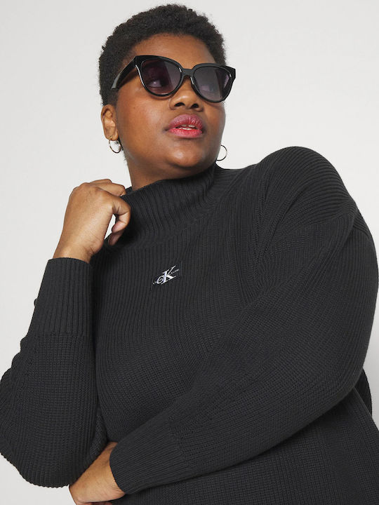 Mini Dress Turtleneck Black