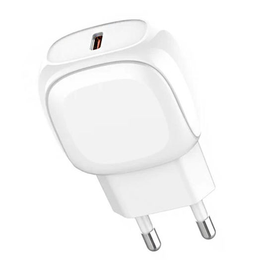 Ldnio Charger with USB-C Port and Cable USB-C - USB-C 27W Whites (A1206C)