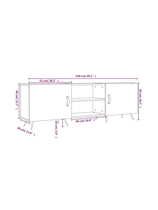 TV Stand White 150x30x50cm