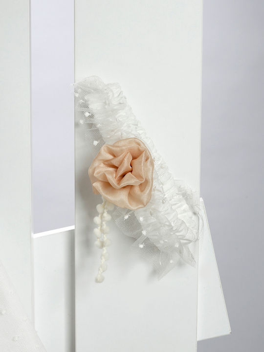 New Life Ecru Baptism Clothing Set with Dress , Hair Accessories & Cardigan made of Lace 3pcs