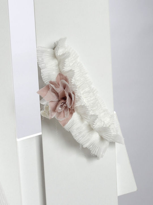 New Life White Baptism Clothing Set with Dress , Hair Accessories & Cardigan made of Tulle 3pcs