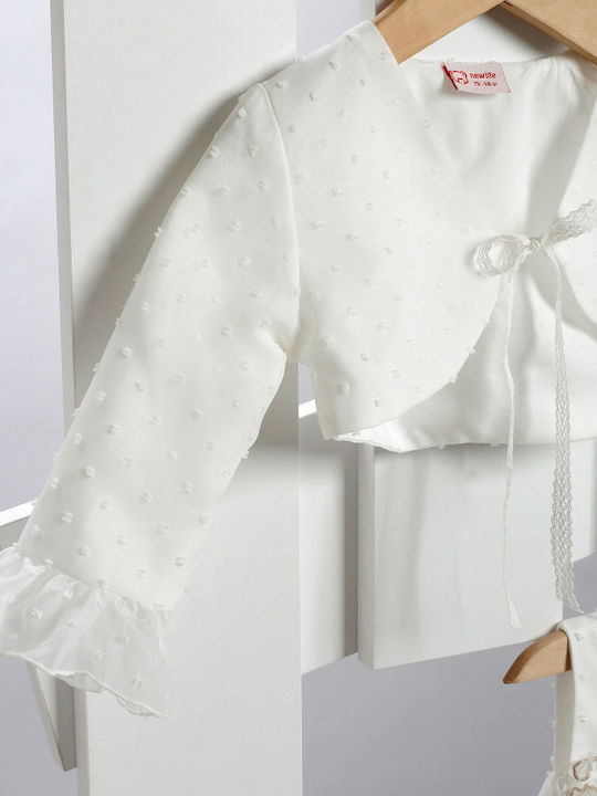 New Life White Baptism Clothing Set with Hair Accessories , Cardigan & Dress made of Tulle 3pcs