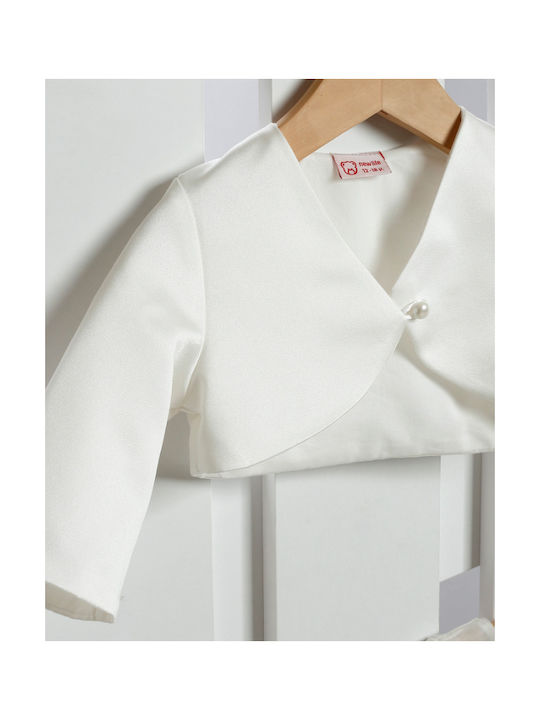 New Life Ecru Baptism Clothing Set with Hair Accessories , Cardigan & Dress 3pcs
