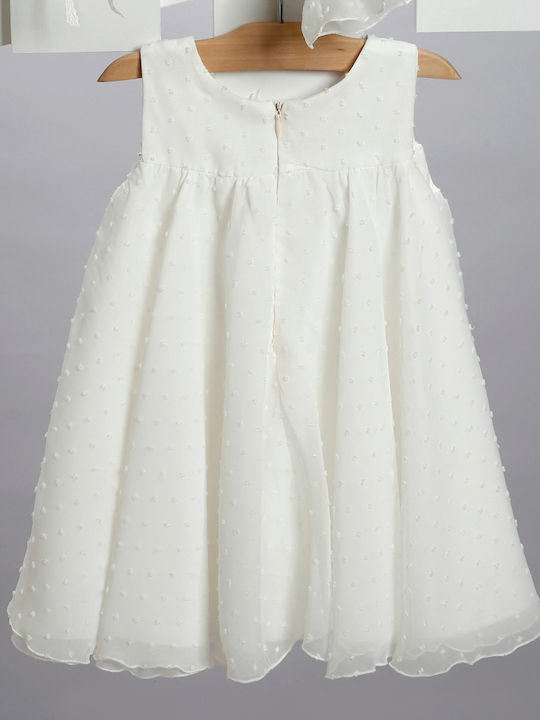 New Life White Baptism Clothing Set with Hair Accessories , Cardigan & Dress made of Tulle 3pcs