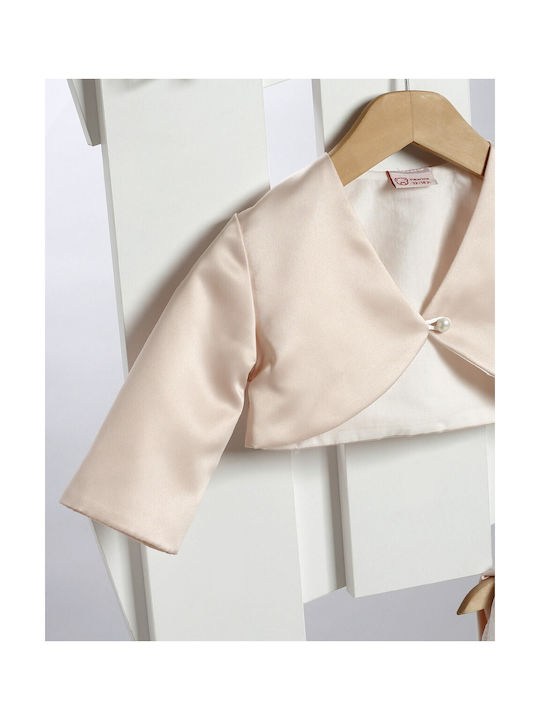 New Life Pink Baptism Clothes Set with Hair Accessories Cardigan and Lace Dress 3 Pieces
