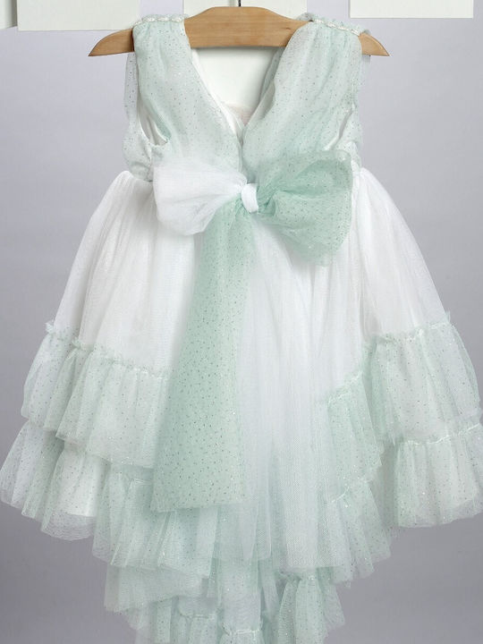 New Life Green Baptism Clothing Set with Dress , Hair Accessories & Cardigan made of Tulle 3pcs