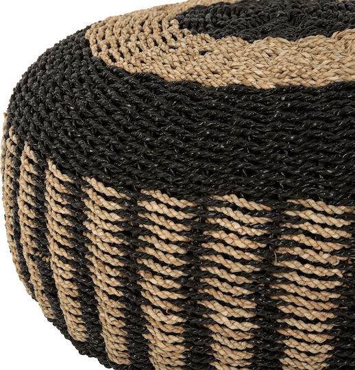 Stool For Living Room Wicker Saroni Black 60x60x35cm