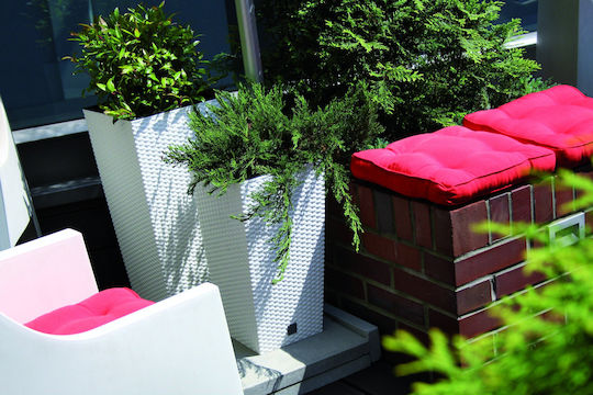 Prosperplast DRTS170 Саксия Ратан Сив Със стойка 17x17x32.5εκ.