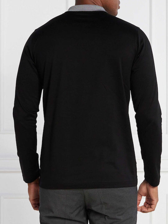 Karl Lagerfeld Men's Long Sleeve Blouse Polo Black