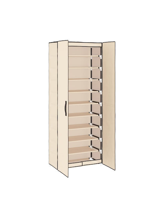 Fabric Shoe Organizer with 10 Shelves Beige 60x30x166cm