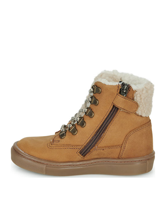Lederne Kinderstiefel mit Reißverschluss Braun -C