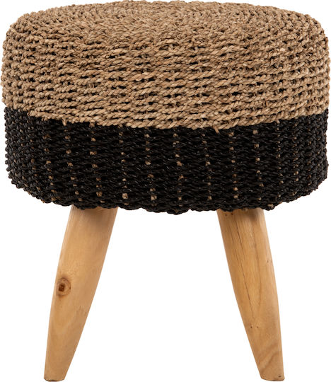Stool For Living Room Wicker Black 43x43x45cm